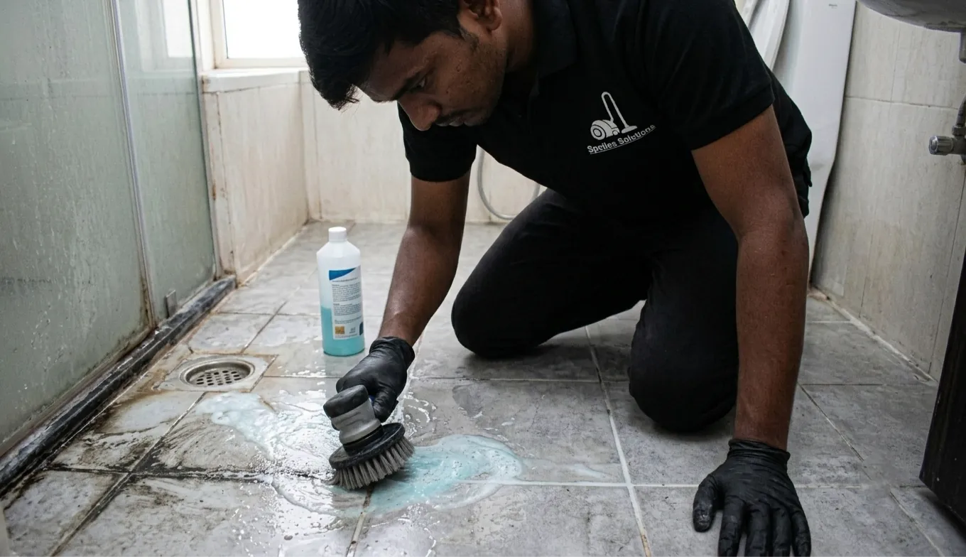 Tile and grout deep cleaning in Hyderabad bathroom